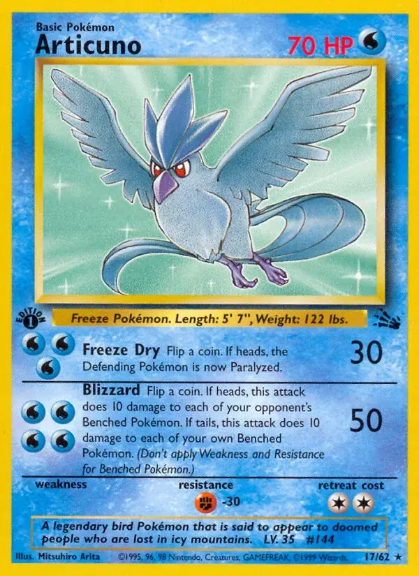 Articuno Fossil Pokemon card