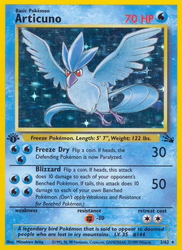 Articuno Fossil Pokemon card