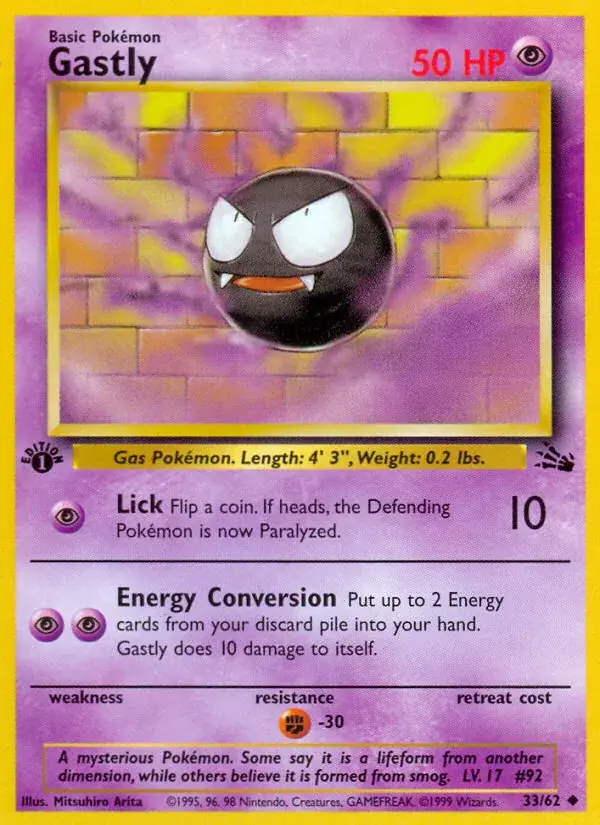 Gastly Fossil Pokemon card