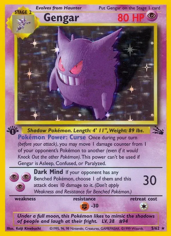 Gengar Fossil Pokemon card