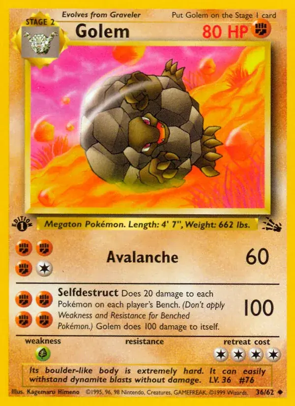 Golem Fossil Pokemon card