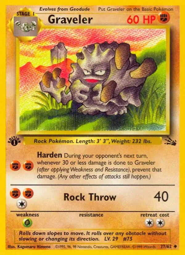 Graveler Fossil Pokemon card
