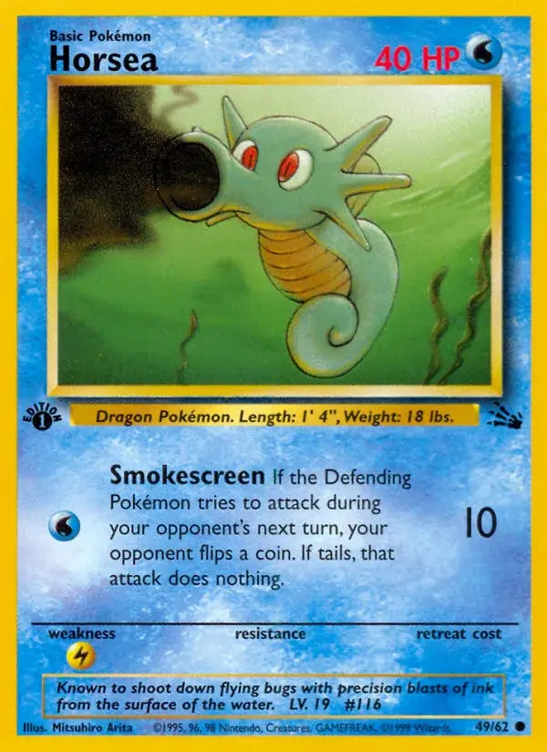 Horsea Fossil Pokemon card