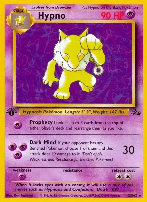 Hypno Fossil Pokemon card
