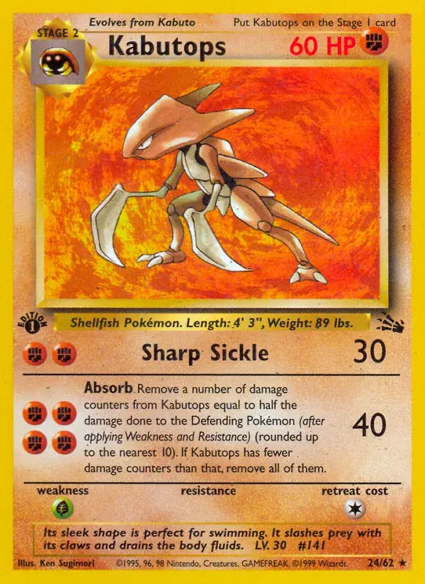 Kabutops Fossil Pokemon card