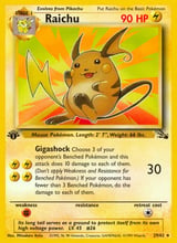 Raichu Fossil Pokemon card