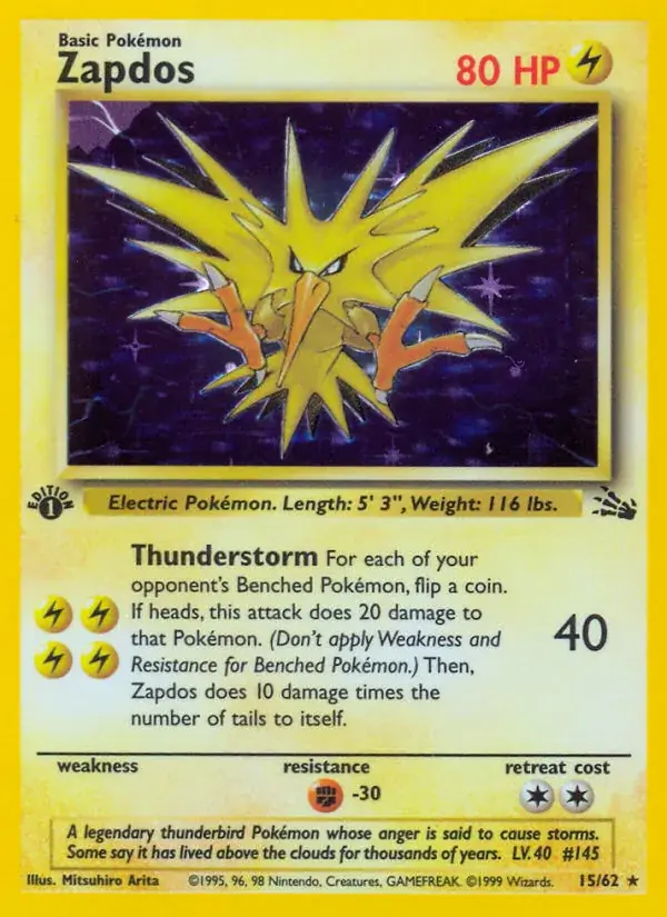 Zapdos Fossil Pokemon card