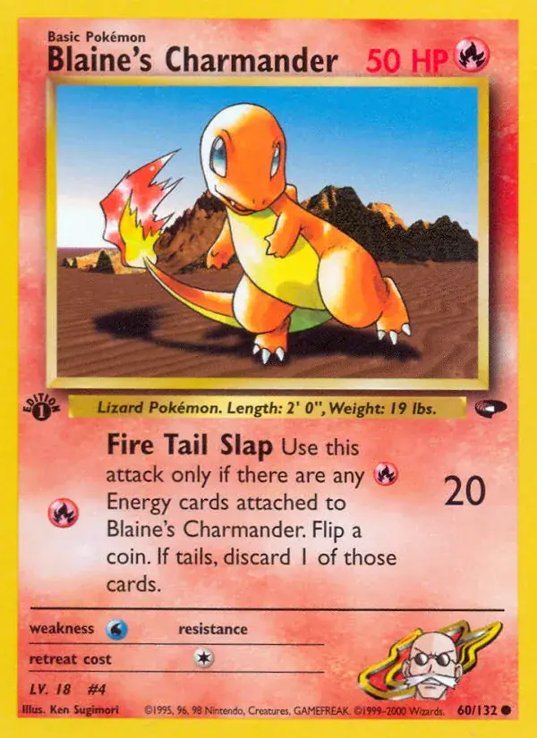 Blaine's Charmander Gym Challenge Pokemon card