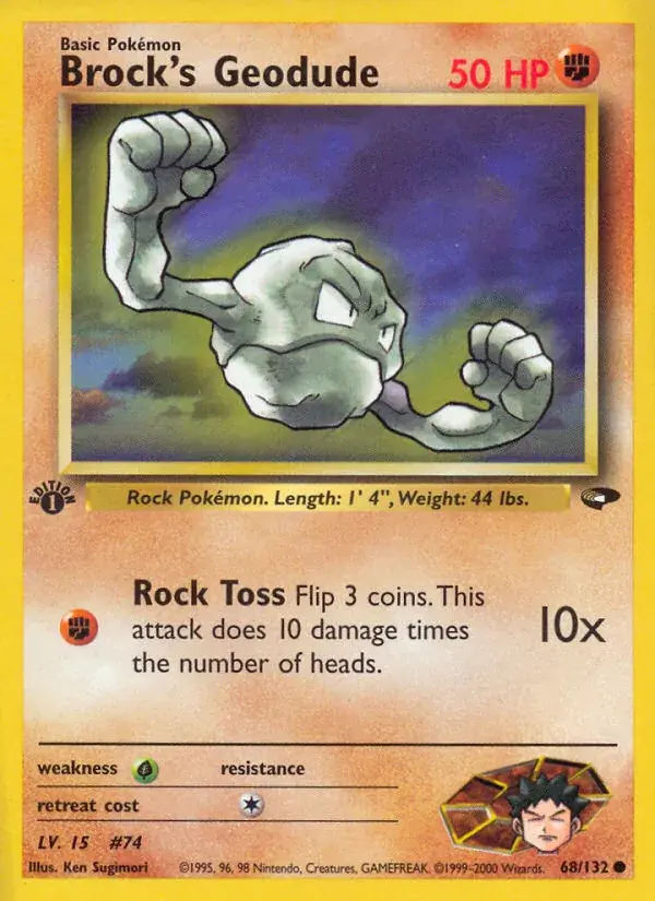 Brock's Geodude Gym Challenge Pokemon card
