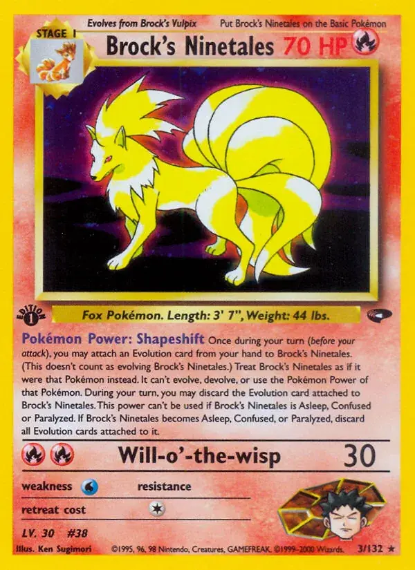 Brock's Ninetales Gym Challenge Pokemon card