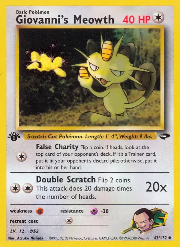 Giovanni's Meowth Gym Challenge Pokemon card