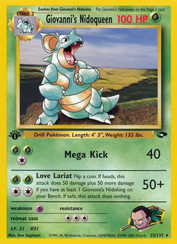 Giovanni's Nidoqueen Gym Challenge Pokemon card