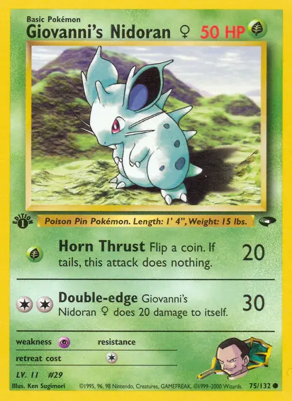 Giovanni's Nidoran ♀ Gym Challenge Pokemon card