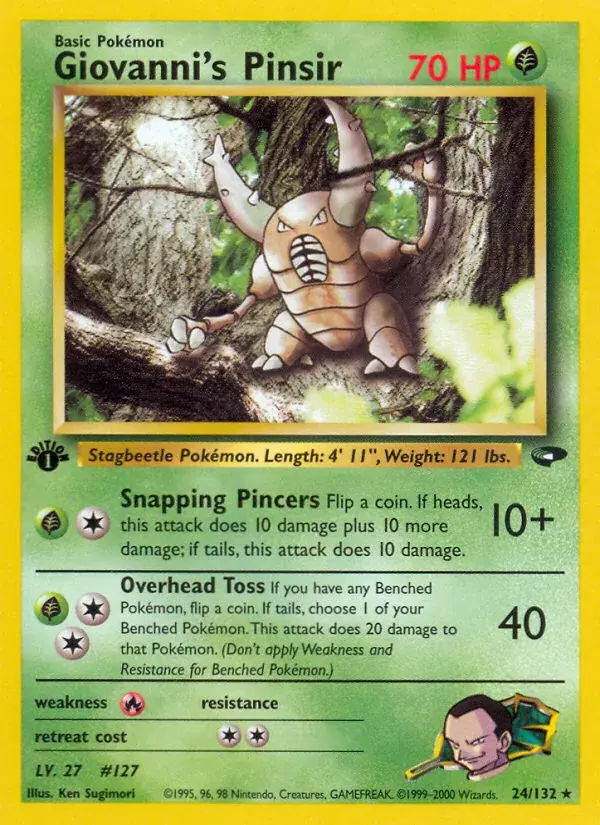 Giovanni's Pinsir Gym Challenge Pokemon card