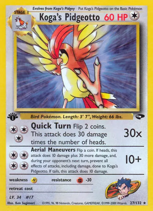 Koga's Pidgeotto Gym Challenge Pokemon card