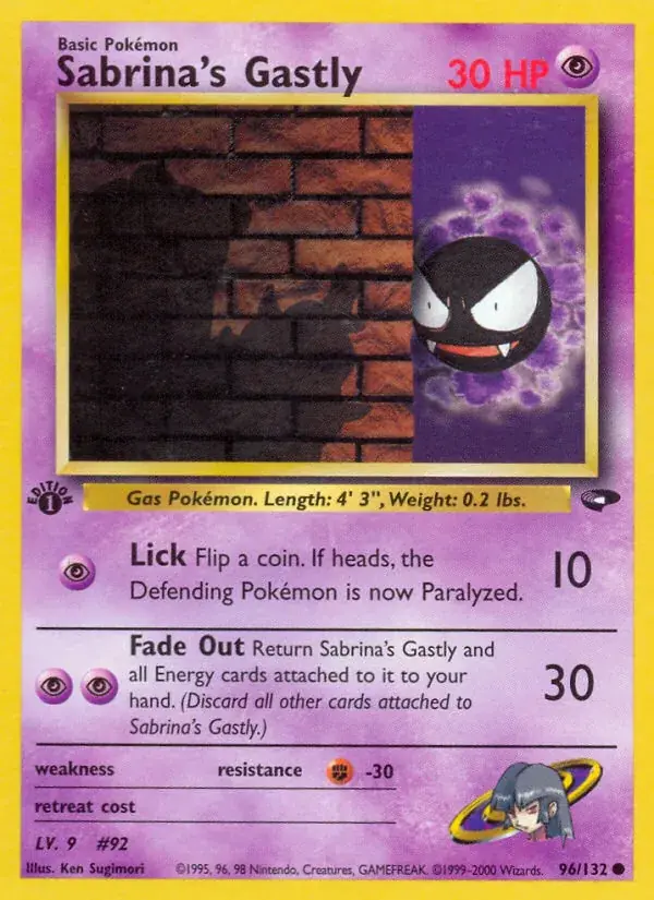 Sabrina's Gastly Gym Challenge Pokemon card