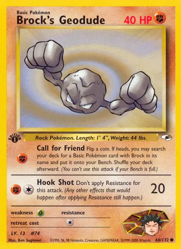 Brock's Geodude Gym Heroes Pokemon card