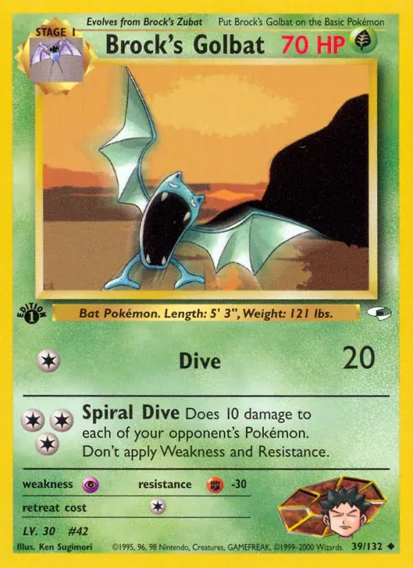 Brock's Golbat Gym Heroes Pokemon card