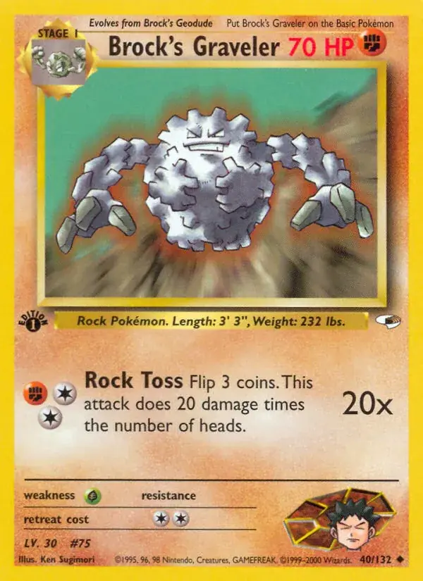 Brock's Graveler Gym Heroes Pokemon card