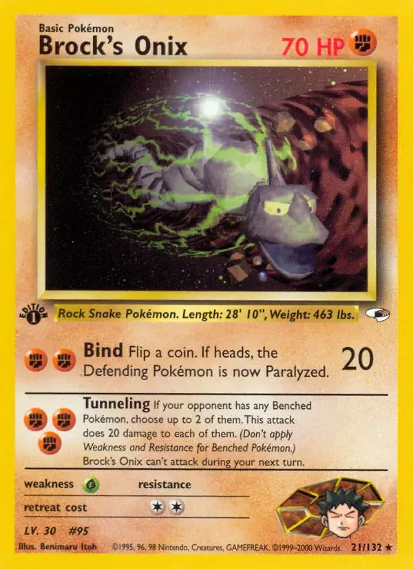 Brock's Onix Gym Heroes Pokemon card