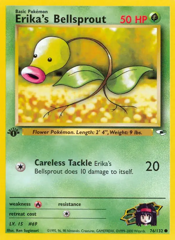 Erika's Bellsprout Gym Heroes Pokemon card