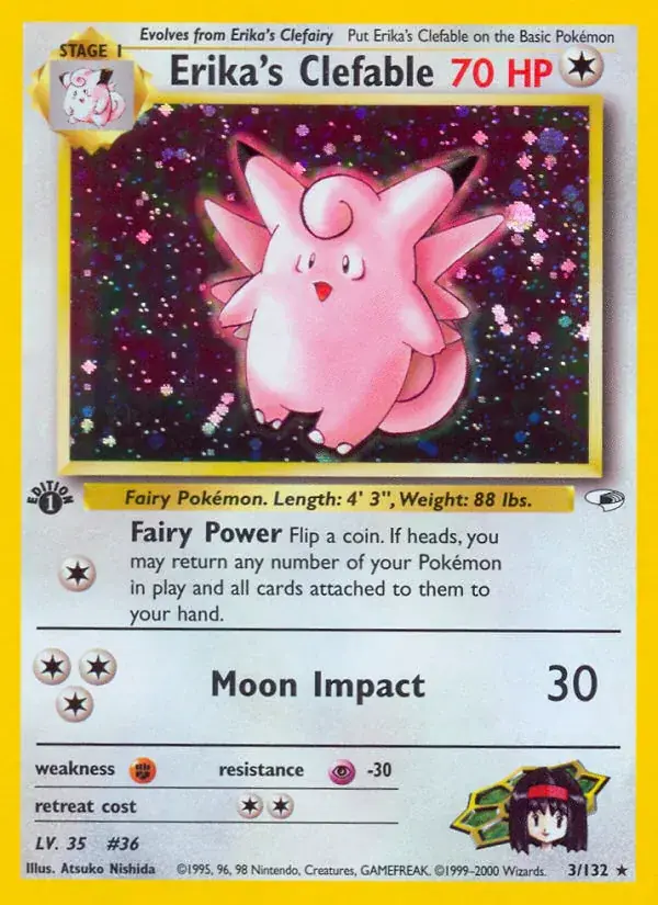 Erika's Clefable Gym Heroes Pokemon card