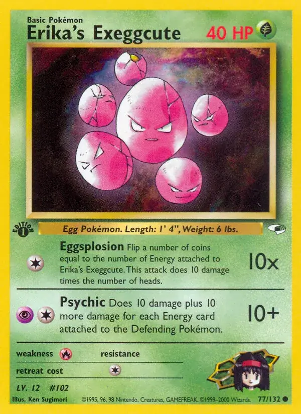 Erika's Exeggcute Gym Heroes Pokemon card