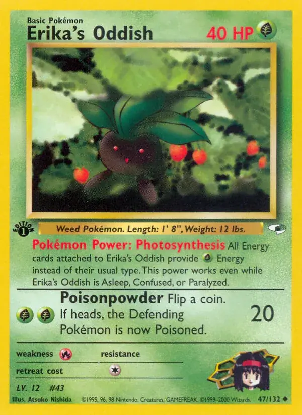 Erika's Oddish Gym Heroes Pokemon card