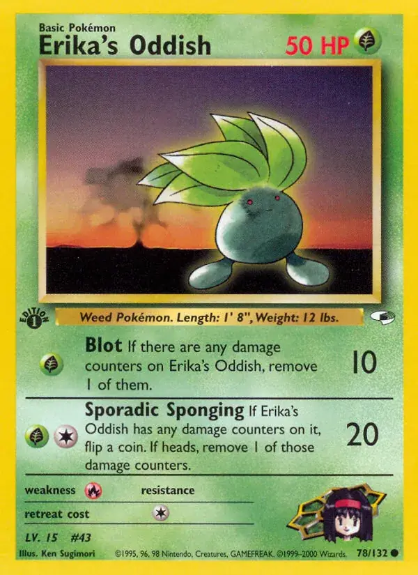 Erika's Oddish Gym Heroes Pokemon card