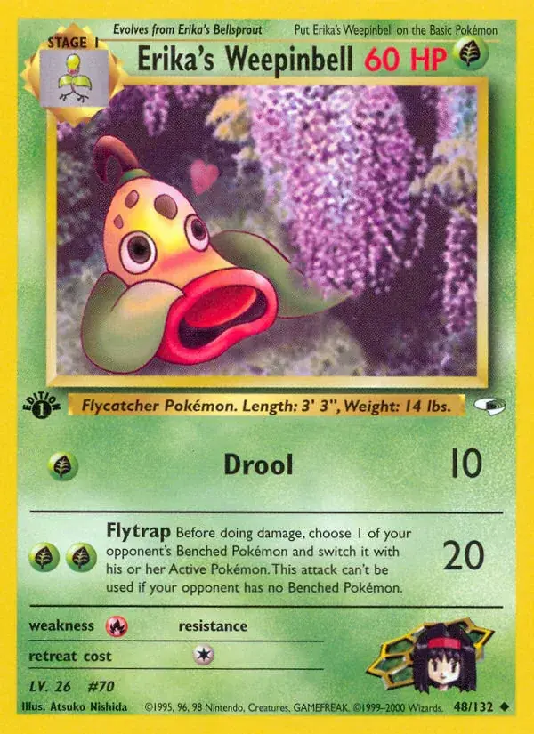 Erika's Weepinbell Gym Heroes Pokemon card