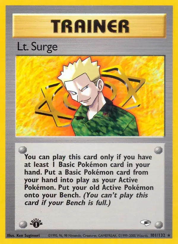 Lt. Surge Gym Heroes Pokemon card