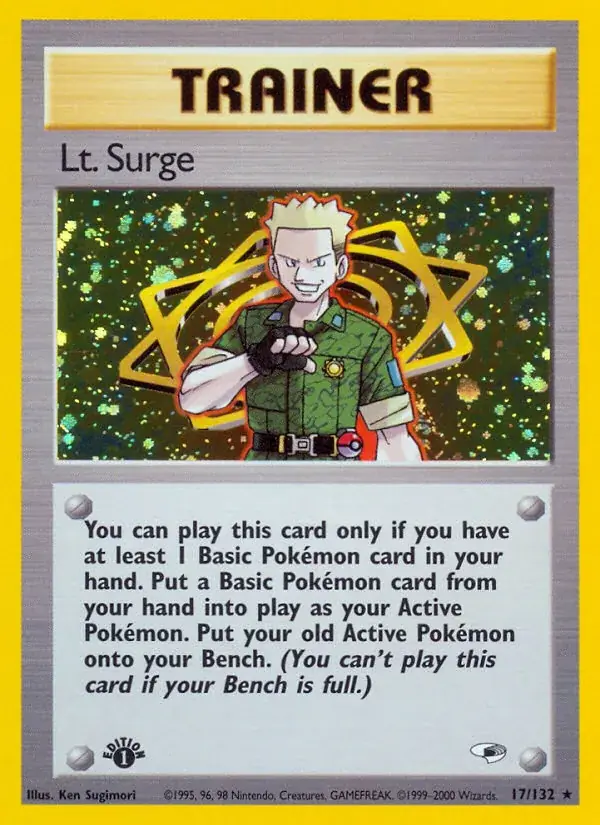 Lt. Surge Gym Heroes Pokemon card
