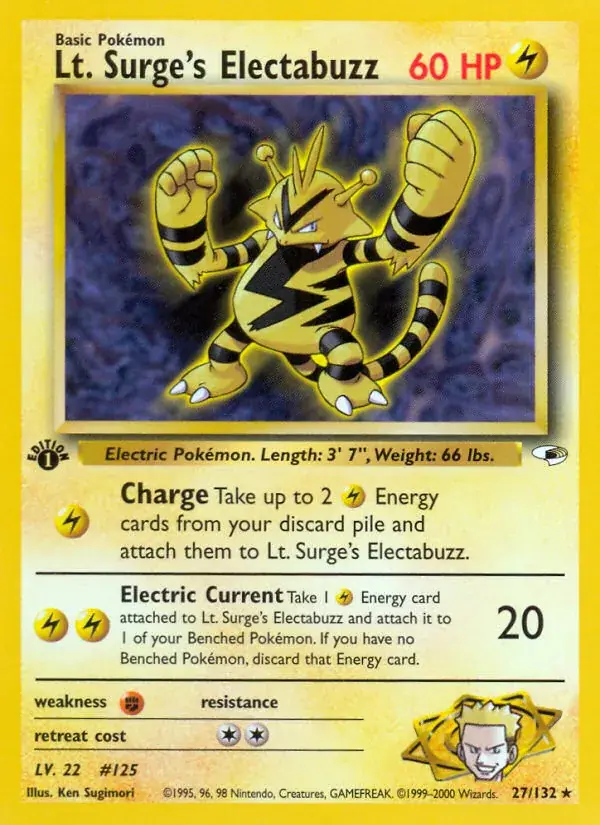 Lt. Surge's Electabuzz Gym Heroes Pokemon card