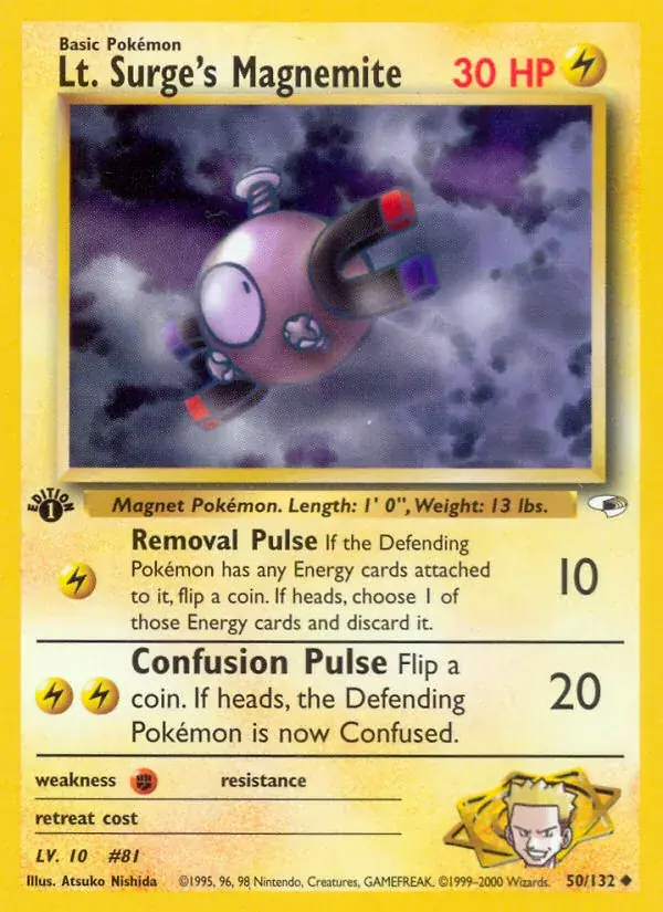 Lt. Surge's Magnemite Gym Heroes Pokemon card