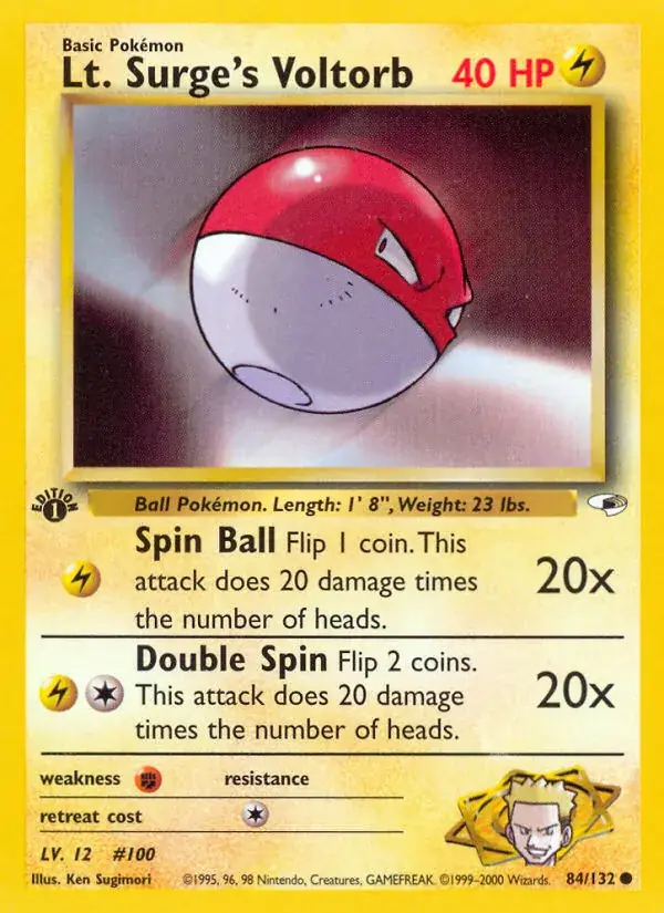 Lt. Surge's Voltorb Gym Heroes Pokemon card