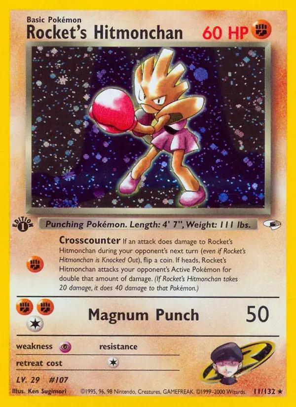 Rocket's Hitmonchan Gym Heroes Pokemon card