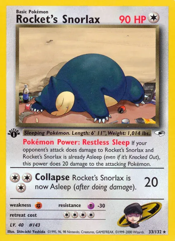 Rocket's Snorlax Gym Heroes Pokemon card