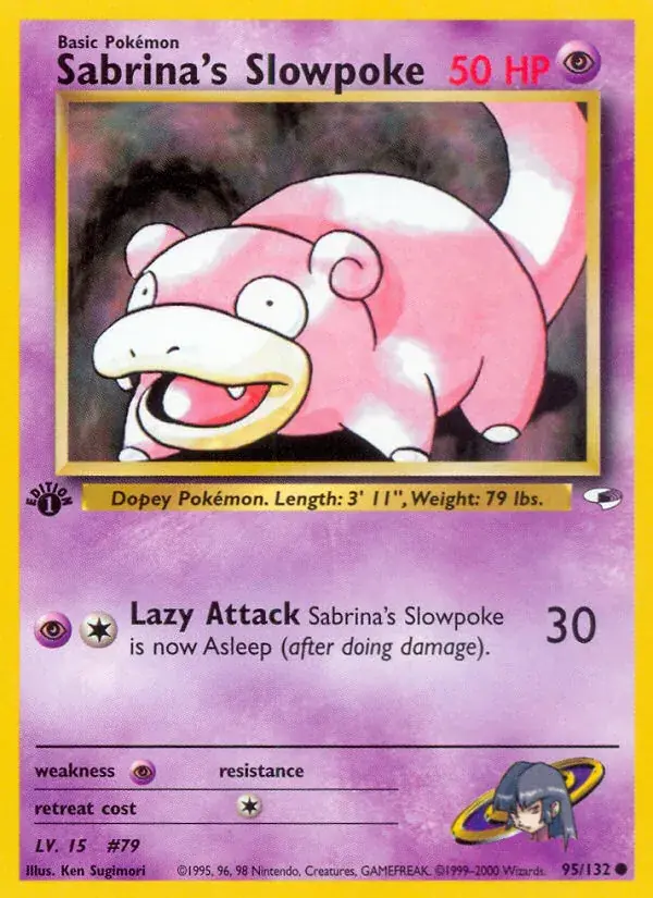Sabrina's Slowpoke Gym Heroes Pokemon card