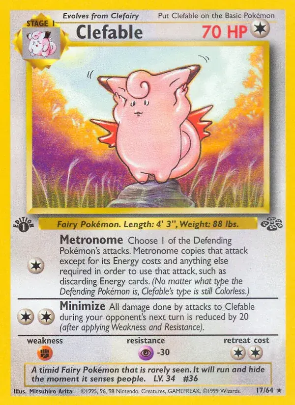 Clefable Jungle Pokemon card