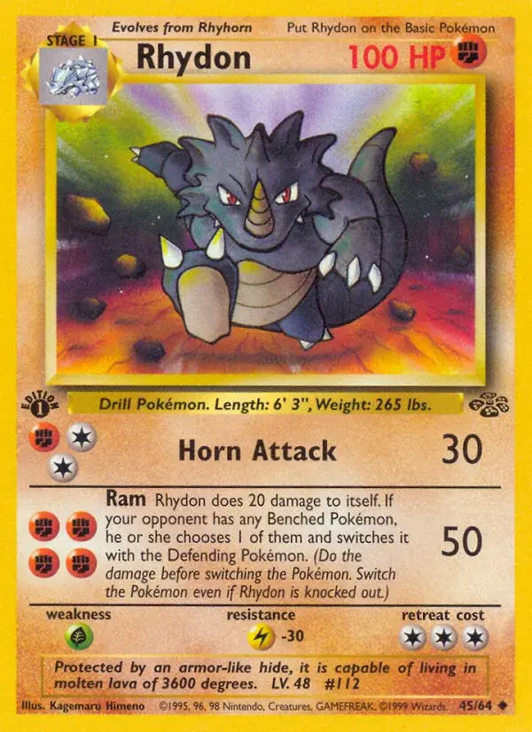 Rhydon Jungle Pokemon card
