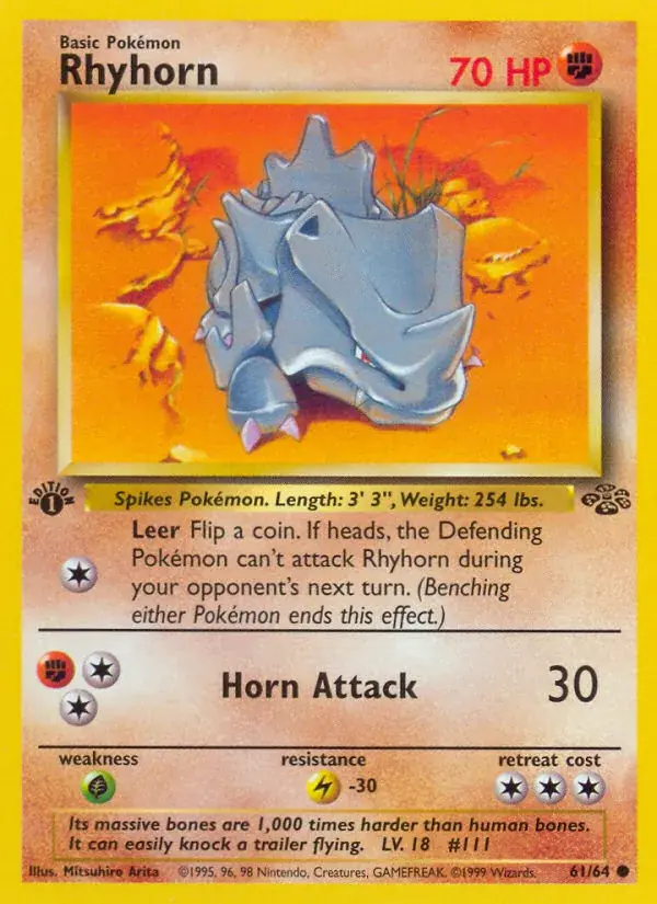 Rhyhorn Jungle Pokemon card
