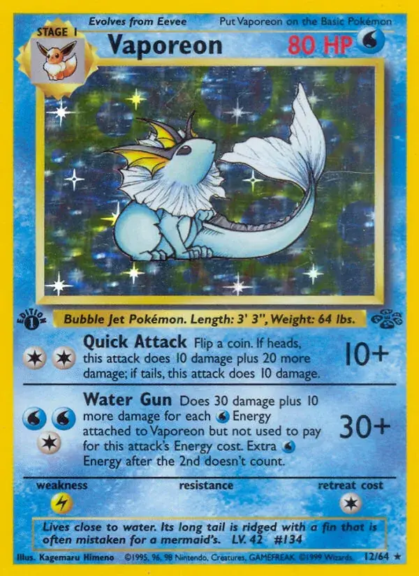 Vaporeon Jungle Pokemon card