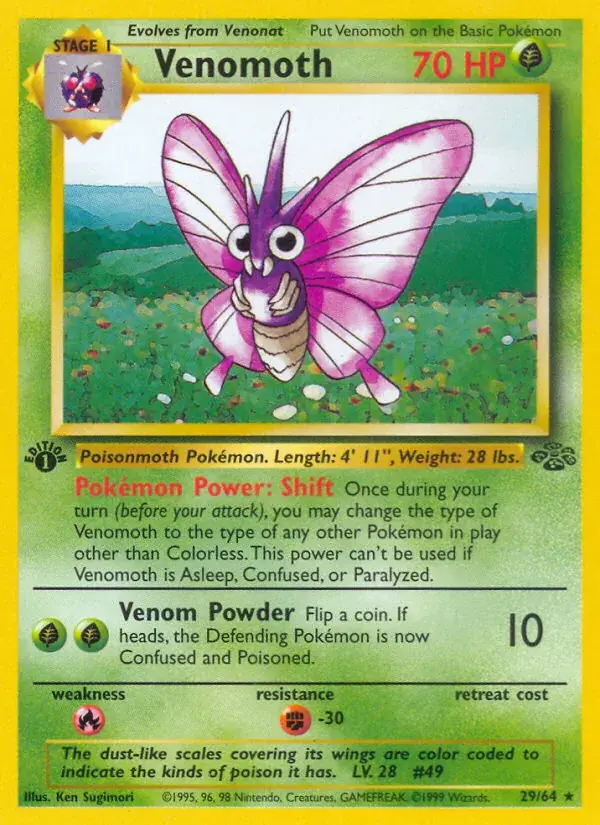 Venomoth Jungle Pokemon card