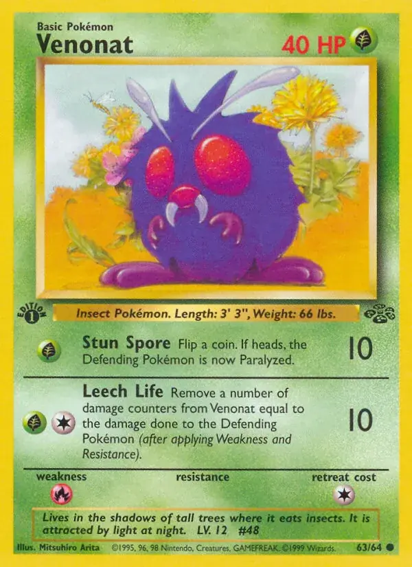 Venonat Jungle Pokemon card