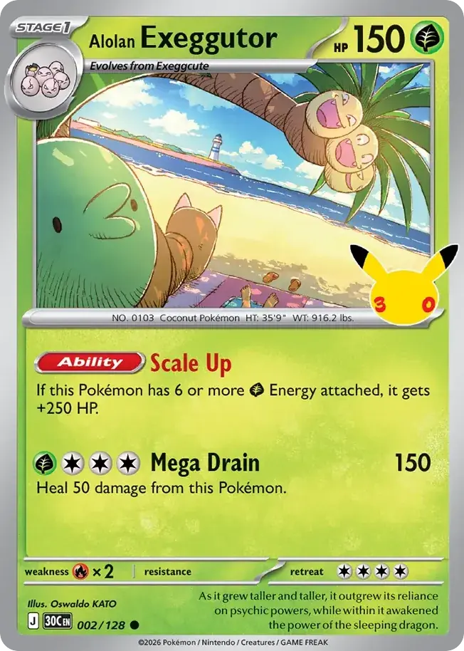 Alolan Exeggutor 30th Celebration Pokemon card