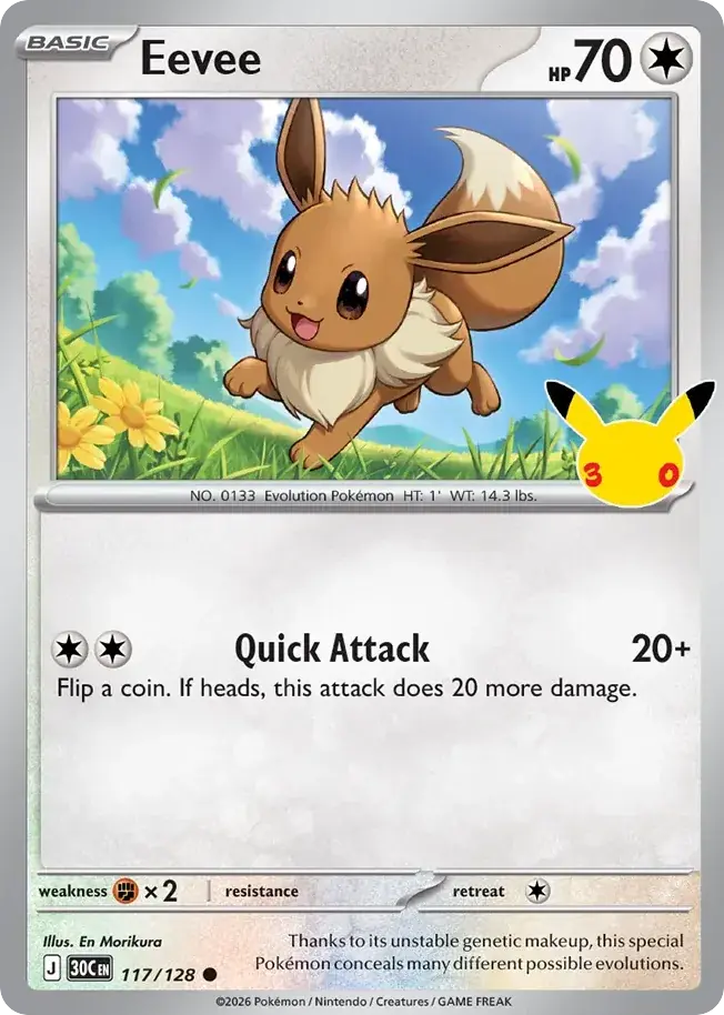 Eevee 30th Celebration Pokemon card