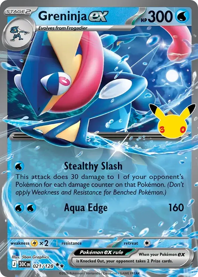 Greninja ex 30th Celebration Pokemon card