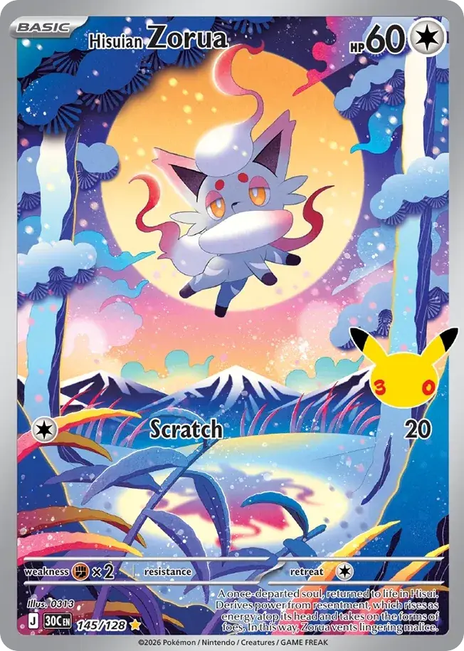 Hisuian Zorua 30th Celebration Pokemon card