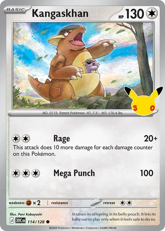 Kangaskhan 30th Celebration Pokemon card