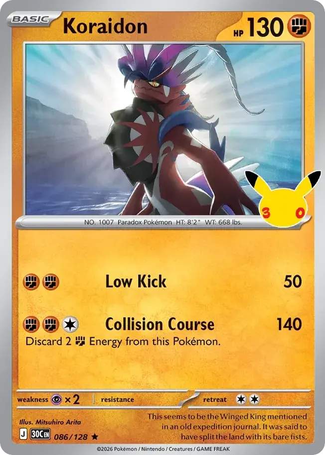 Koraidon 30th Celebration Pokemon card